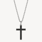 Stainless Steel The Paladin Men’s Carbon Fibre and Steel Cross Pendant