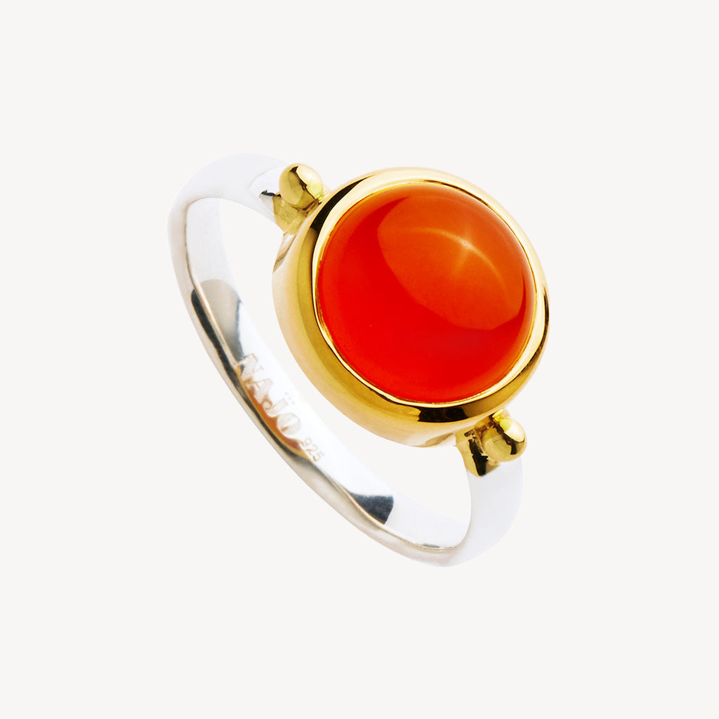 Sil Yell Gold Geranio Red Onyx Ring