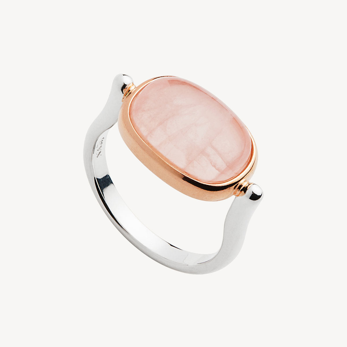 Sil Rose Gold Fleur Rose Quartz Ring