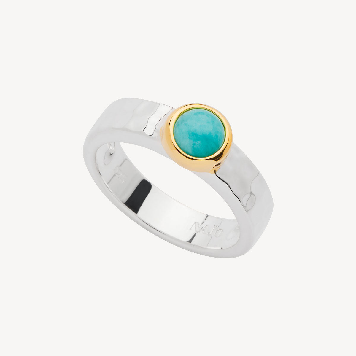 Sil Yell Gold Solace 2-Tone Amazonite Ring