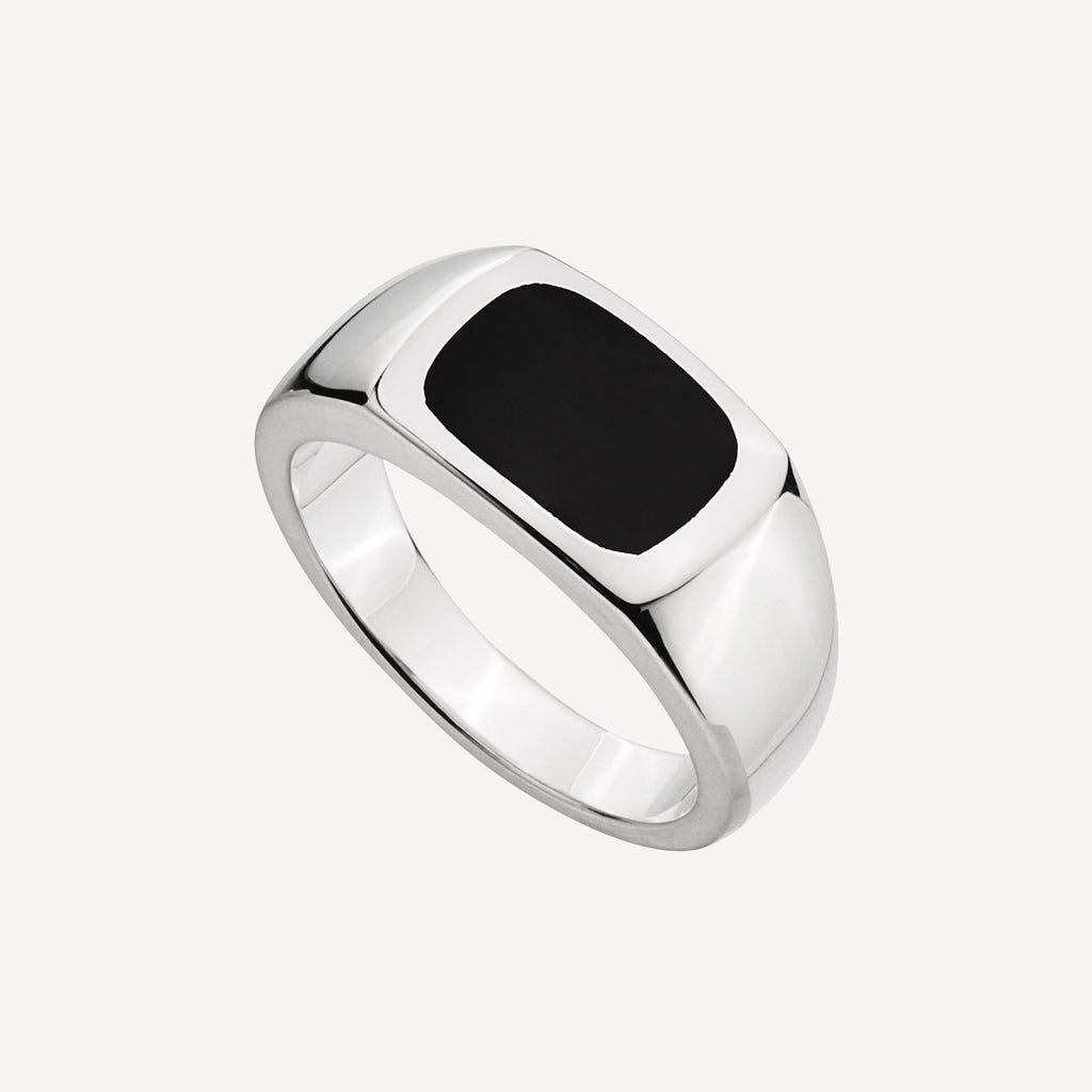 Sterling Silver Expedition Men’s Silver Black Onyx Ring