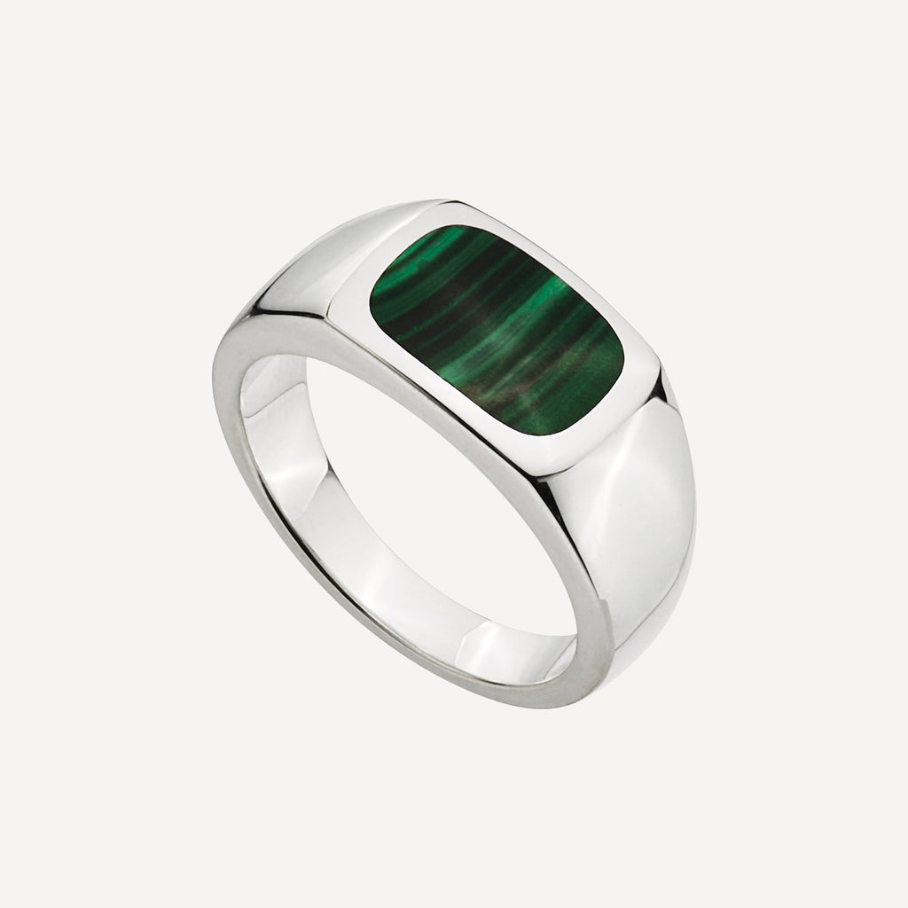 Sterling Silver Expedition Men’s Silver Malachite Ring