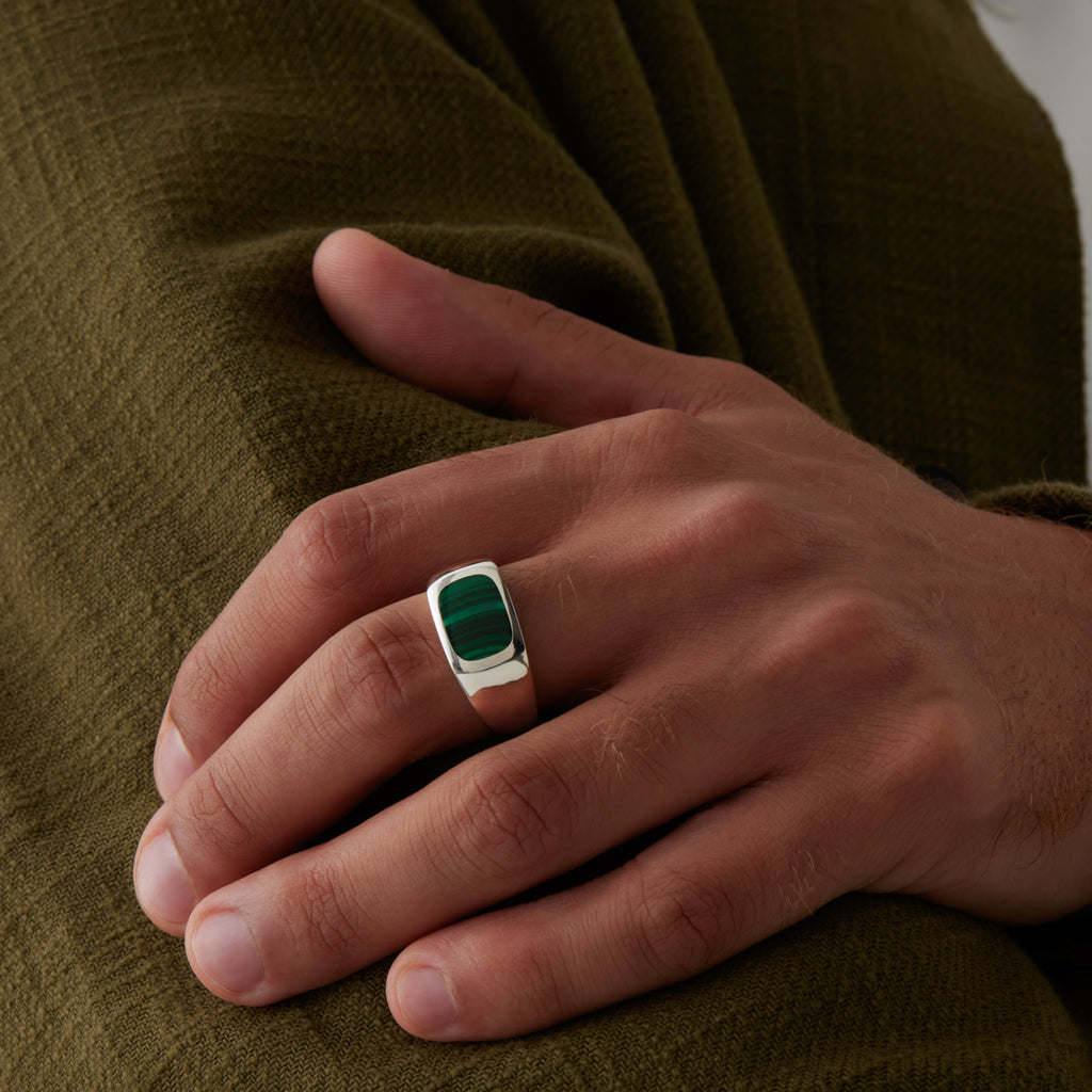 Expedition Men’s Silver Malachite Ring