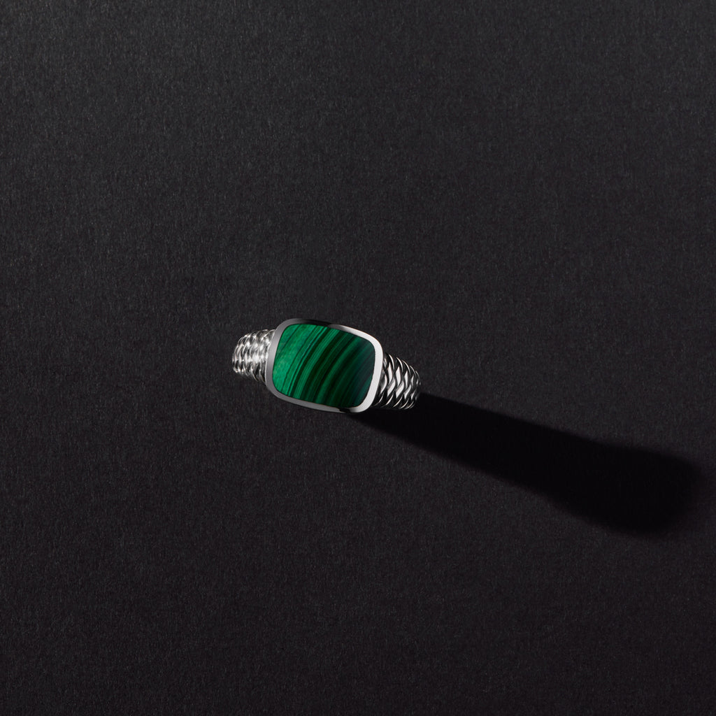 Navigator Men’s Silver Malachite Ring