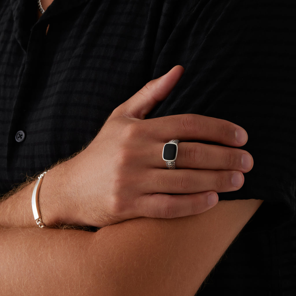 Navigator Men’s Silver Black Onyx Ring