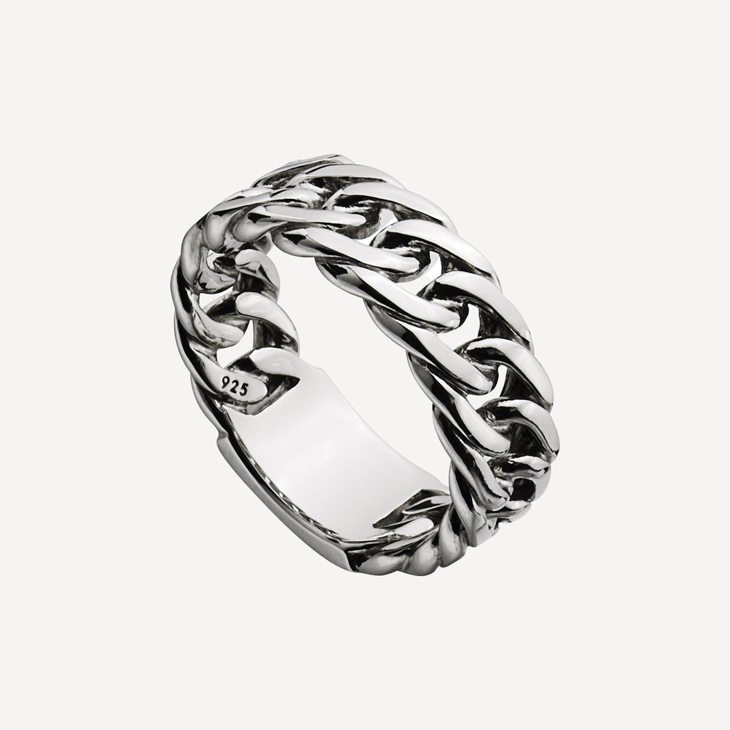 Sterling Silver Cuban Men’s Silver Ring