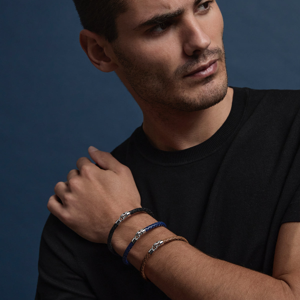 The Mariner Men’s Plaited Leather and Steel Bracelet