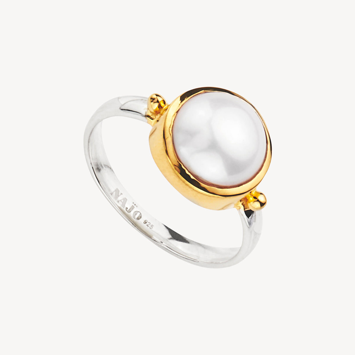 Sil Yell Gold Garland Pearl Ring